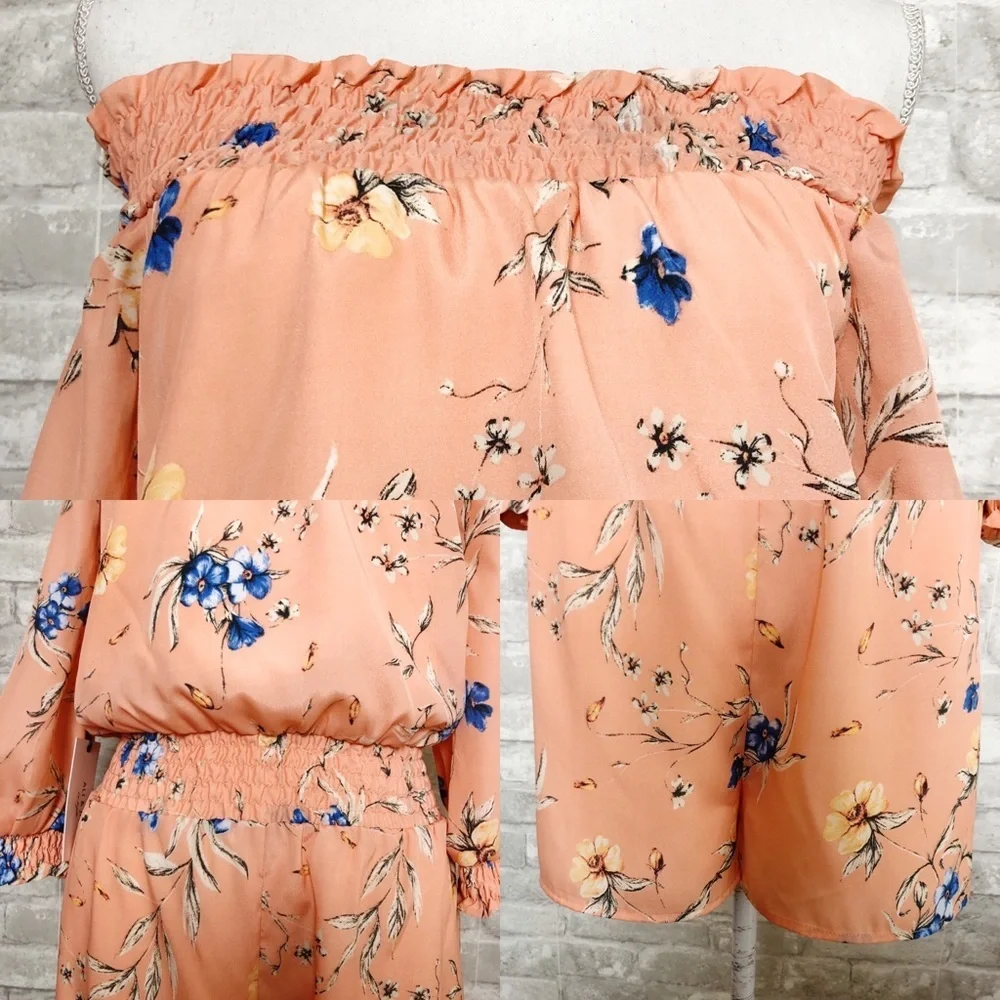NWT Ali & Jay | Peach Floral Backstage Romper Small - Picture 5 of 10